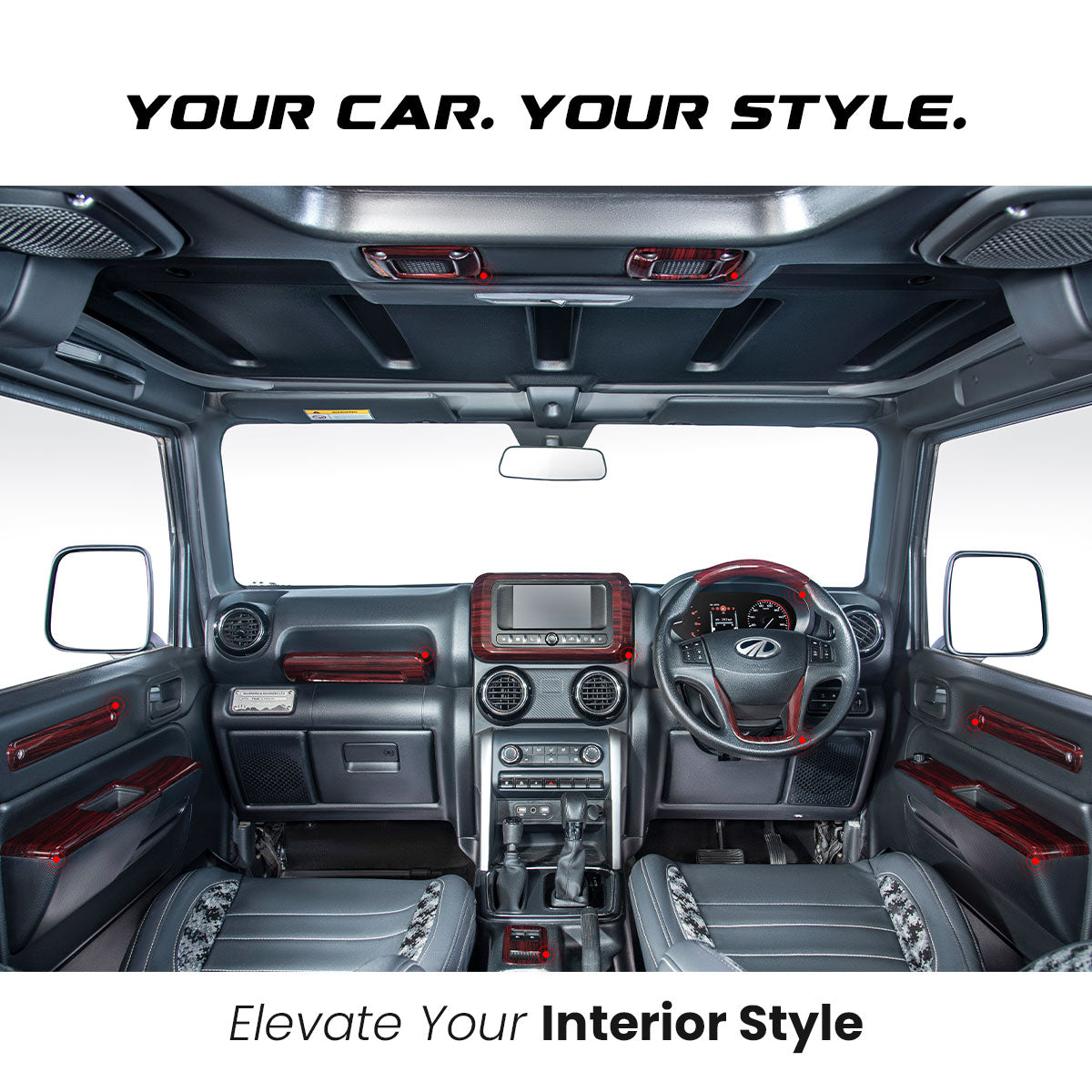Thar Interior Trim Kit | Wood Lining Red Gloss