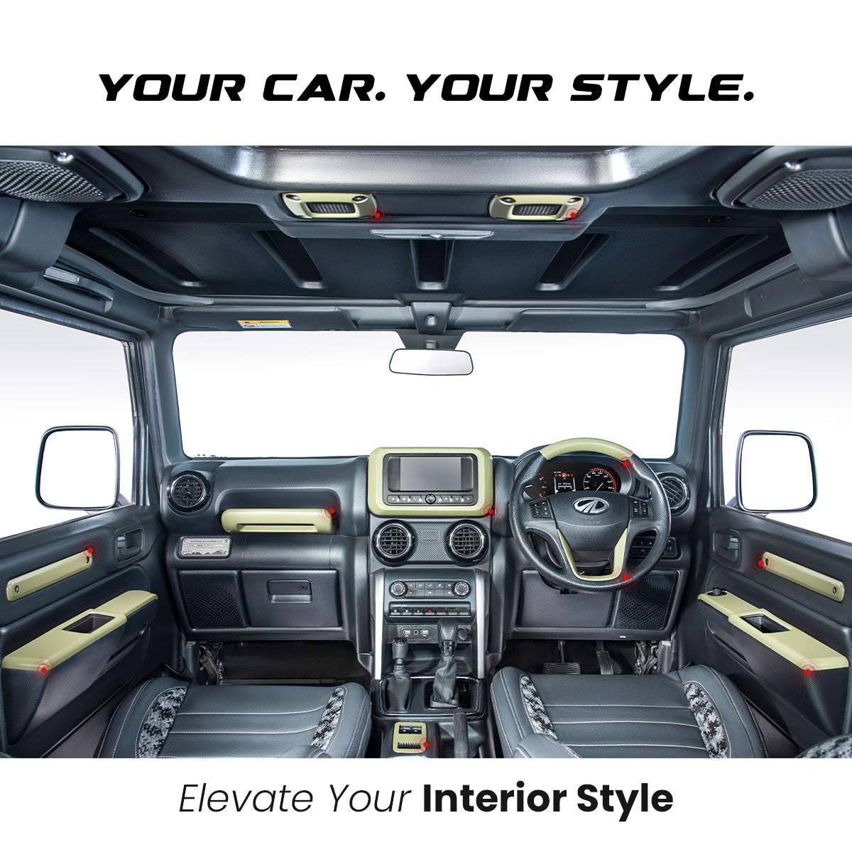 Thar Interior Trim Kit | Olive Green – 6 Sets