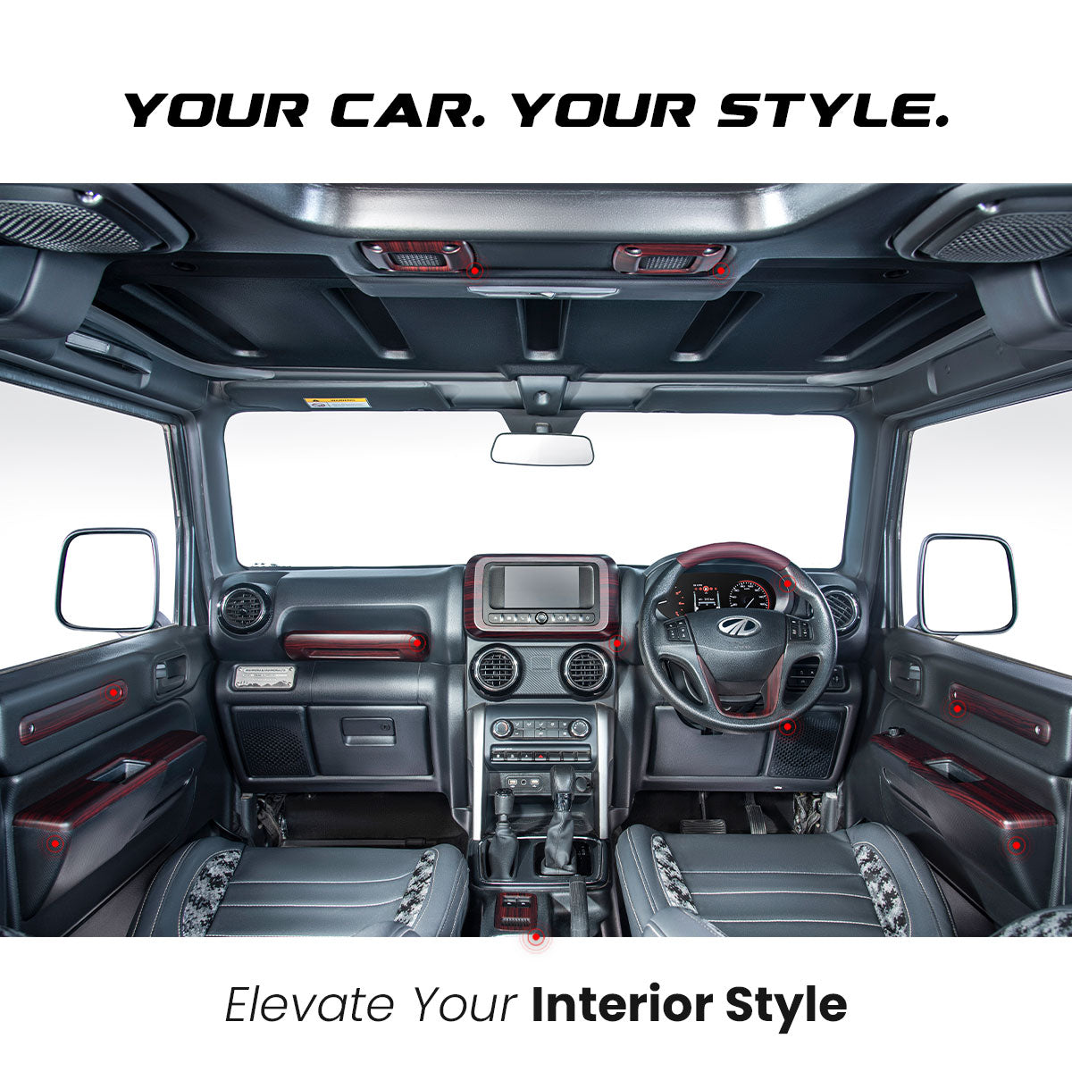 Thar Interior Trim Kit | Wood Lining Red Matt