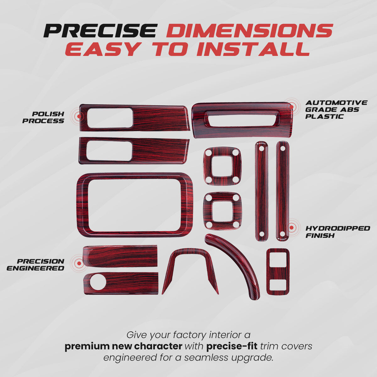 Thar Interior Trim Kit | Wood Lining Red Gloss