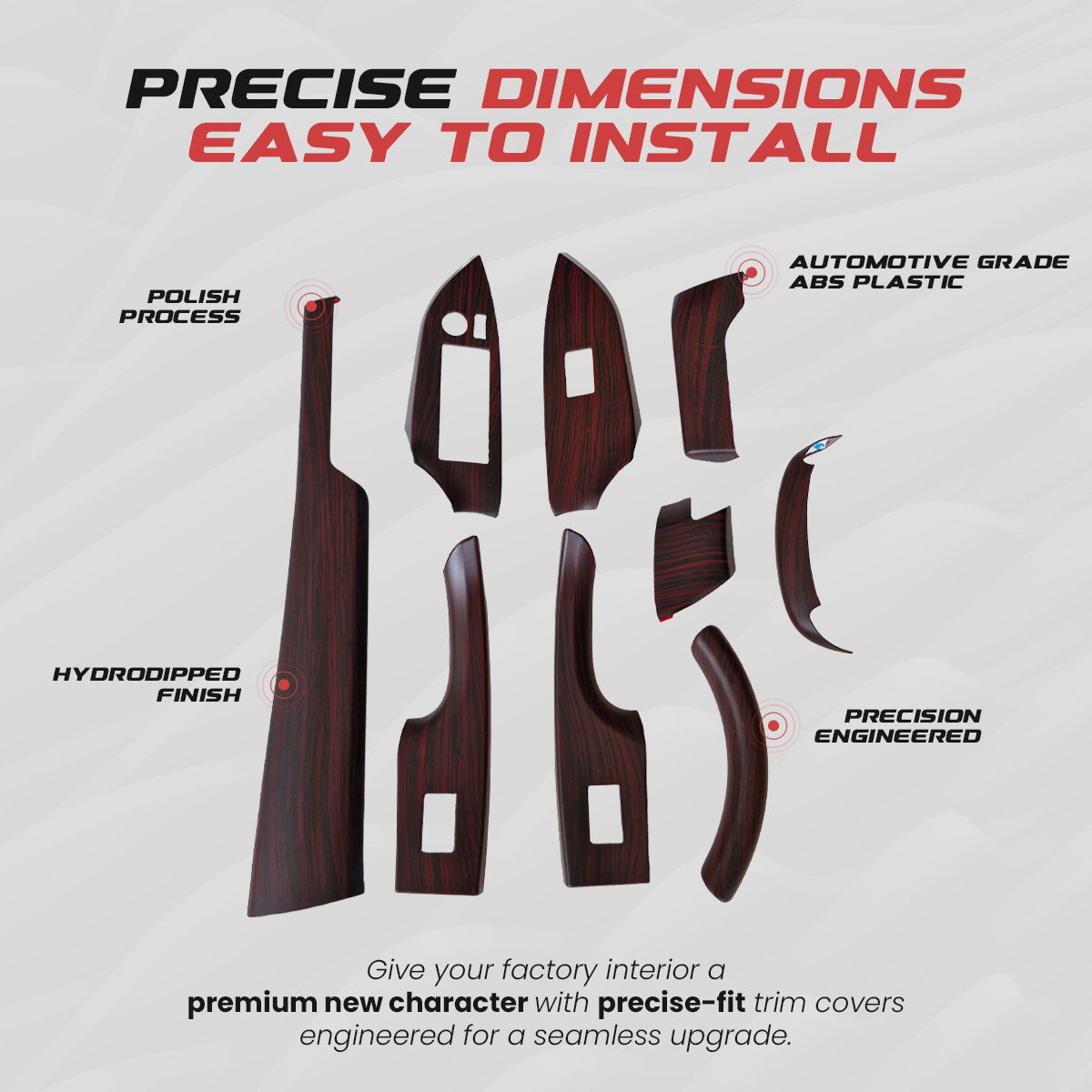 Crysta Interior Trim Kit | Red Wood Lining Matt