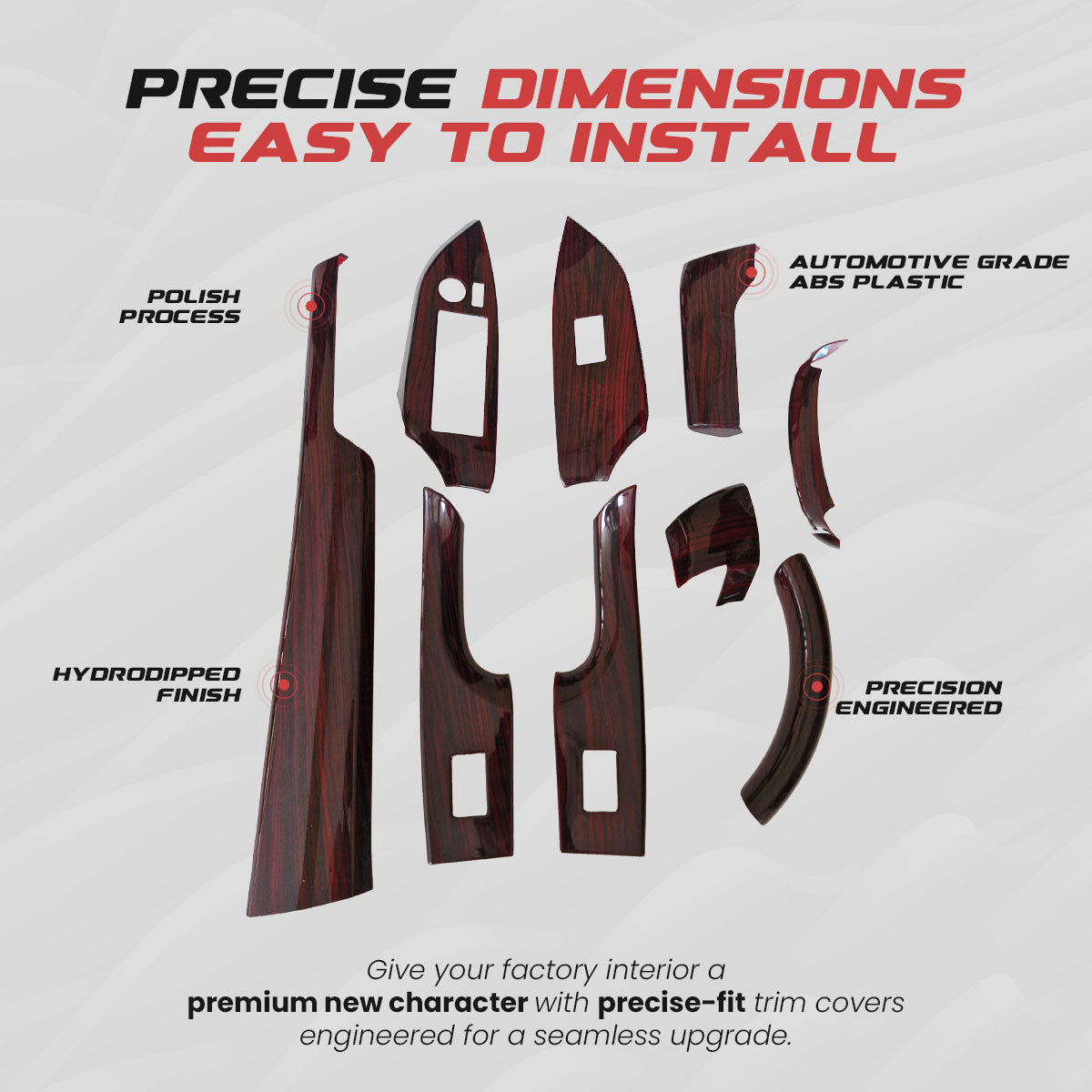 Crysta Interior Trim Kit | Red Wood Lining Glossy