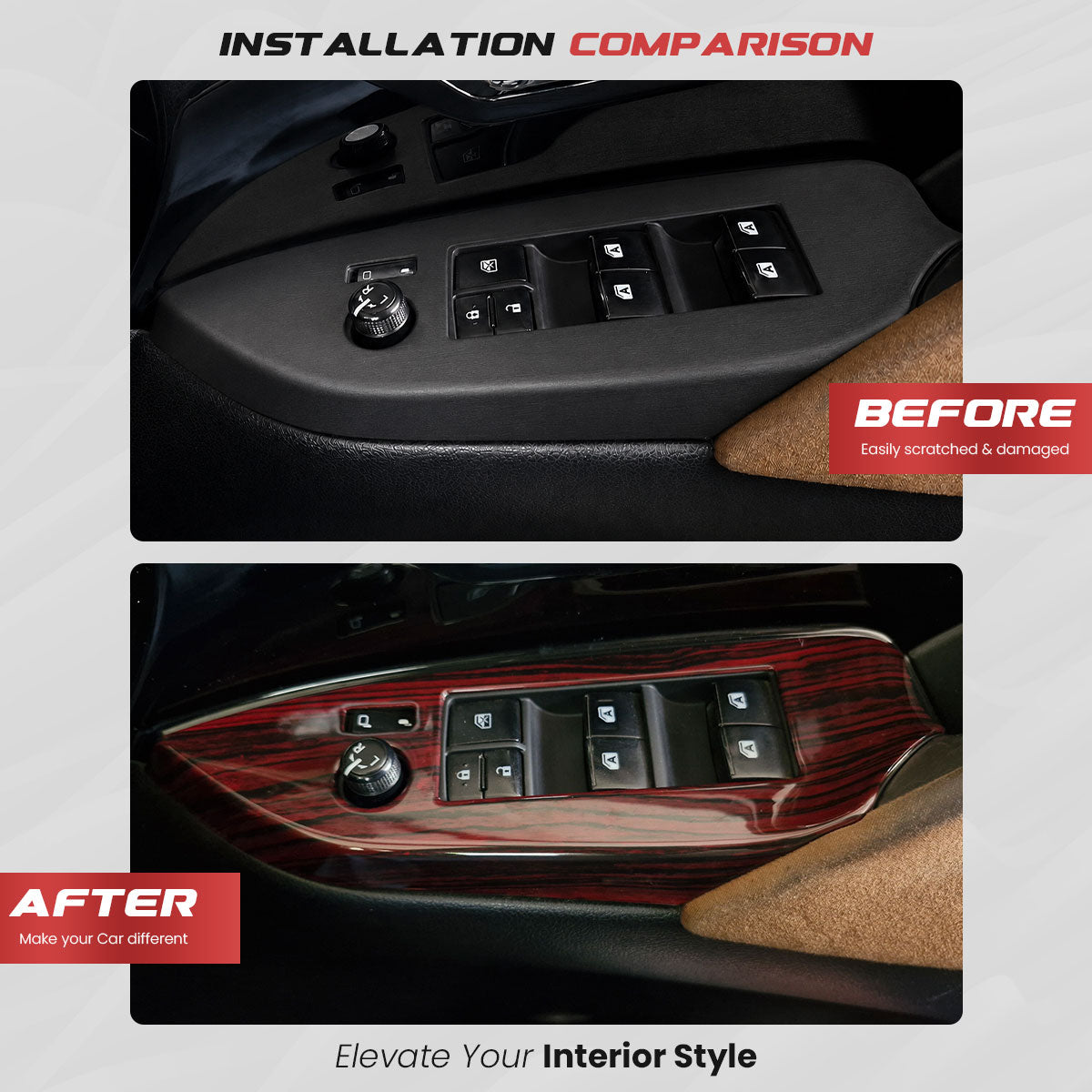 Crysta Interior Trim Kit | Red Wood Lining Glossy
